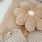 Housse de couette & coussin Vichy beige & pilou + coussin fleur