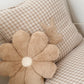 Housse de couette & coussin Vichy beige & pilou + coussin fleur