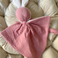 Doudou pilou blanc et double gaz pois or rose thé